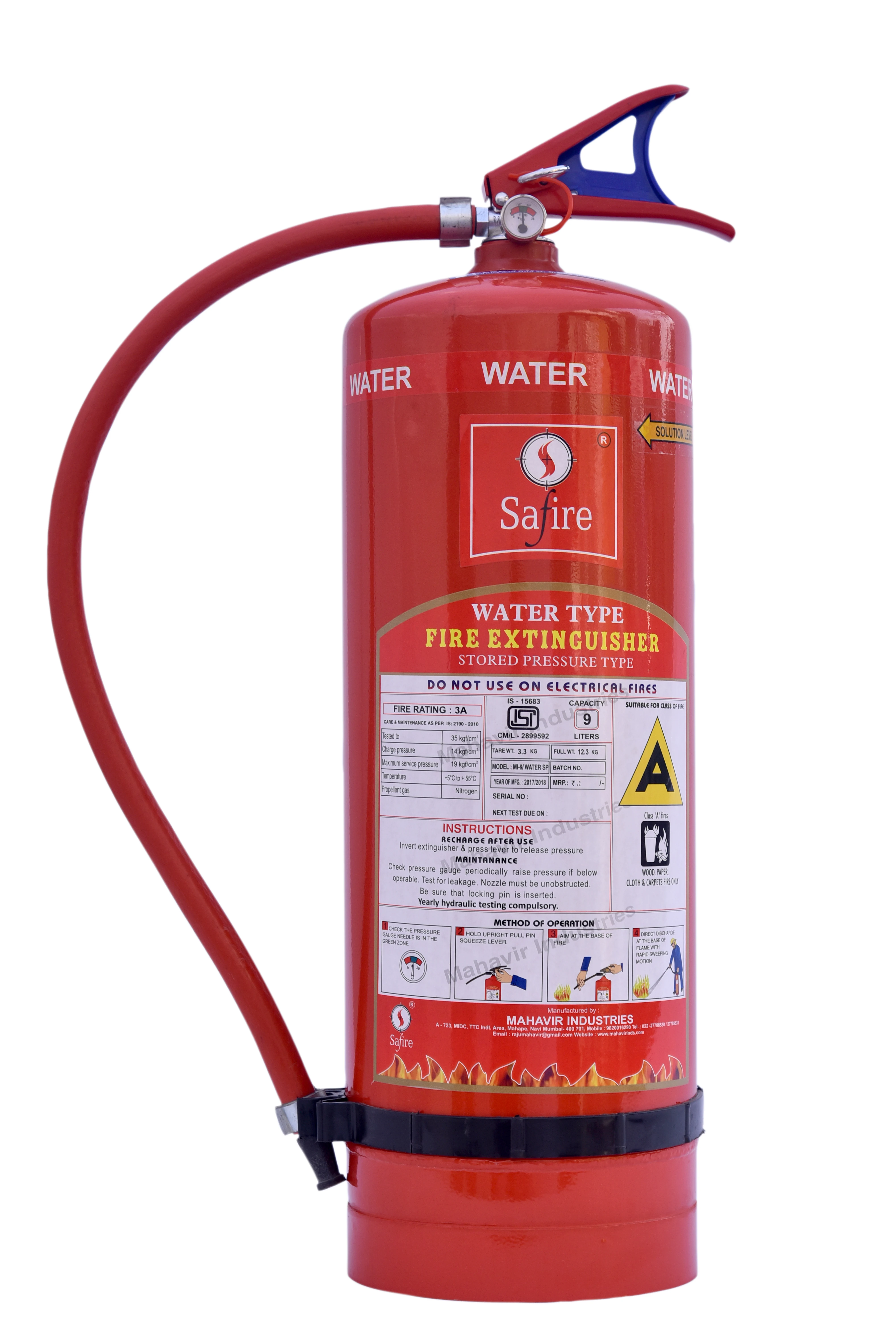 9 Ltr Water Fire Extinguisher