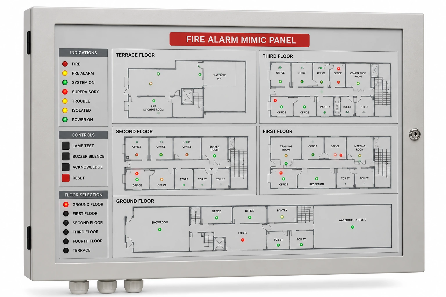 Custom Fire Alarm Mosaic Mimic Panel