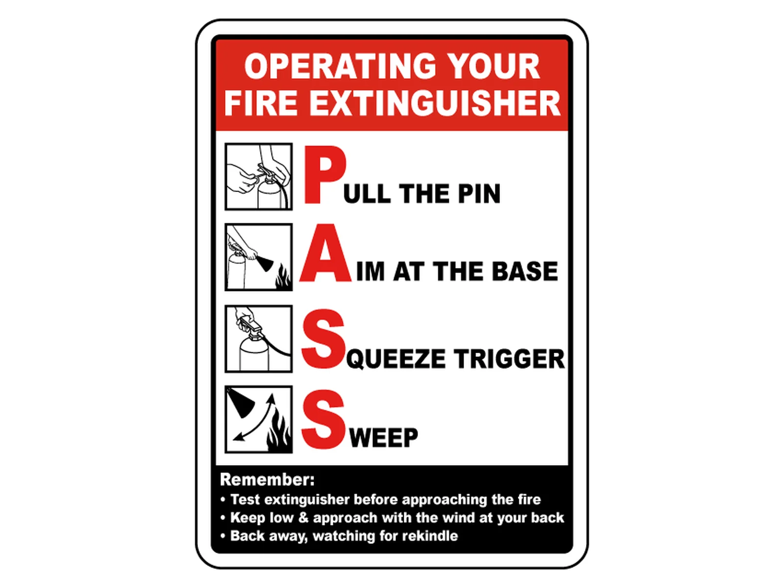 Fire Extinguisher Operating Instructions Sign (PASS)